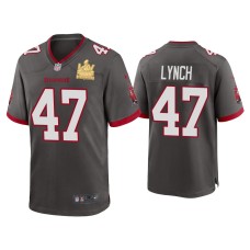 Men's Tampa Bay Buccaneers #47 John Lynch Super Bowl LV Champions Pewter Game Jersey