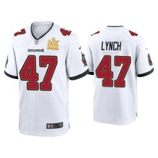 Men's Tampa Bay Buccaneers #47 John Lynch Super Bowl LV Champions White Game Jersey