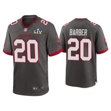 Men's Tampa Bay Buccaneers #20 Ronde Barber Super Bowl LV Pewter Game Jersey