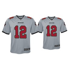 Youth Tampa Bay Buccaneers #12 Tom Brady Gray Inverted Game Jersey