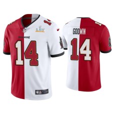 Men's Tampa Bay Buccaneers #14 Chris Godwin Red White Super Bowl LV Split Jersey