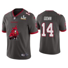 Men's Tampa Bay Buccaneers #14 Chris Godwin Super Bowl LV Champions Pewter Team Logo Jersey