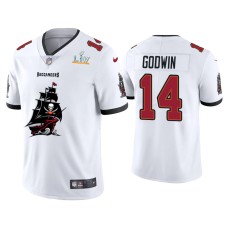 Men's Tampa Bay Buccaneers #14 Chris Godwin Super Bowl LV Champions White Team Logo Jersey