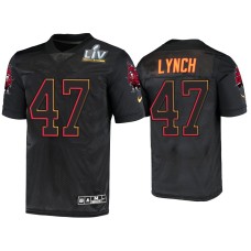 Men's Tampa Bay Buccaneers #47 John Lynch Black Super Bowl LV Jersey