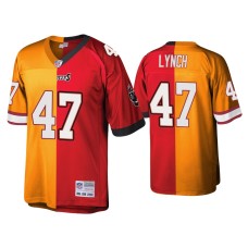 Men's Tampa Bay Buccaneers #47 John Lynch Red Orange Split Legacy Replica Jersey