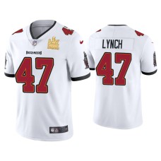 Men's Tampa Bay Buccaneers #47 John Lynch Super Bowl LV Champions White Vapor Limited Jersey