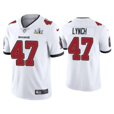 Men's Tampa Bay Buccaneers #47 John Lynch Super Bowl LV White Vapor Limited Jersey