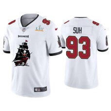 Men's Tampa Bay Buccaneers #93 Ndamukong Suh Super Bowl LV Champions White Team Logo Jersey