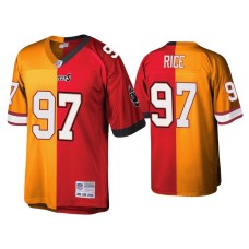 Men's Tampa Bay Buccaneers #97 Simeon Rice Red Orange Split Legacy Replica Jersey