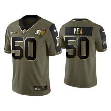 Men's Tampa Bay Buccaneers #50 Vita Vea Olive Gold 2021 Salute To Service Limited Jersey