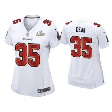 Women's Tampa Bay Buccaneers #35 Jamel Dean Super Bowl LV White Game Fashion Jersey