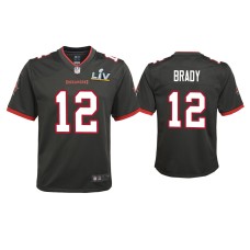 Youth Tampa Bay Buccaneers #12 Tom Brady Super Bowl LV Pewter Game Jersey