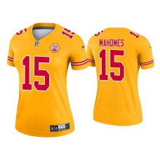 Women's Kansas City Chiefs #15 2021 Patrick Mahomes Gold Inverted Legend Jersey