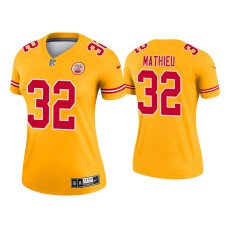 Women's Kansas City Chiefs #32 2021 Tyrann Mathieu Gold Inverted Legend Jersey