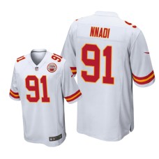 Men's Kansas City Chiefs #91 White Derrick Nnadi Nike Game Jersey