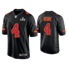 Men's Kansas City Chiefs #4 Chad Henne Super Bowl LV Black Game Fashion Jersey