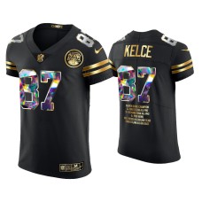 Men's Kansas City Chiefs #87 Travis Kelce Black Career Highlights Jersey