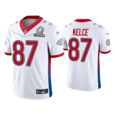 Men's Kansas City Chiefs #87 Travis Kelce 2022 AFC Pro Bowl White Game Jersey