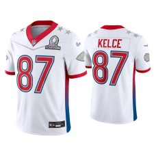 Men's Kansas City Chiefs #87 Travis Kelce 2022 AFC Pro Bowl White Game Jersey