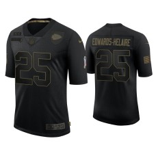 Men's Kansas City Chiefs #25 Clyde Edwards-Helaire Black 2020 Salute To Service Limited Jersey