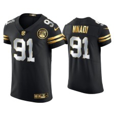 Men's Kansas City Chiefs #91 Derrick Nnadi Black Golden Edition Elite Jersey