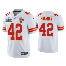 Men's Kansas City Chiefs #42 Anthony Sherman Super Bowl LIV White Vapor Limited Jersey