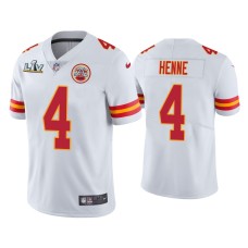 Men's Kansas City Chiefs #4 Chad Henne Super Bowl LV White Vapor Limited Jersey