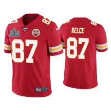 Men's Kansas City Chiefs #87 Travis Kelce Super Bowl LIV Red Vapor Limited Jersey