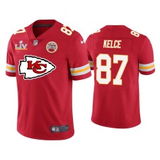 Men's Kansas City Chiefs #87 Travis Kelce Super Bowl LV Red Team Logo Jersey