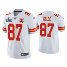 Men's Kansas City Chiefs #87 Travis Kelce Super Bowl LIV White Vapor Limited Jersey