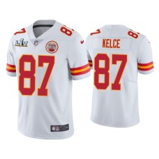 Men's Kansas City Chiefs #87 Travis Kelce Super Bowl LV White Vapor Limited Jersey