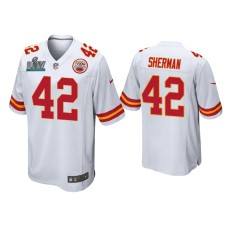 Men's Kansas City Chiefs #42 Anthony Sherman Super Bowl LIV White Game Jersey