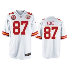 Men's Kansas City Chiefs #87 Travis Kelce White 60th Season Game Jersey