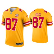 Men's Kansas City Chiefs #87 Travis Kelce Yellow Inverted Legend Jersey