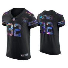 Men's Kansas City Chiefs #32 Tyrann Mathieu Black Golden Edition Holographic Jersey