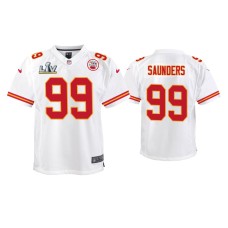 Youth Kansas City Chiefs #99 Khalen Saunders Super Bowl LV White Game Jersey