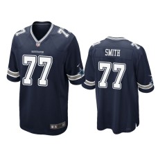 Men's Dallas Cowboys #77 Navy Tyron Smith Nike Game Jersey