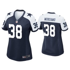 Women's Dallas Cowboys #38 Israel Mukuamu Navy Alternate Game Jersey