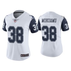 Women's Dallas Cowboys #38 Color Rush Limited Israel Mukuamu White Jersey