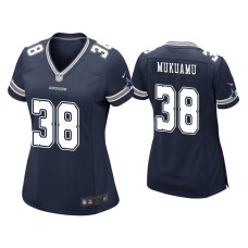 Women's Dallas Cowboys #38 Israel Mukuamu Navy Game Jersey