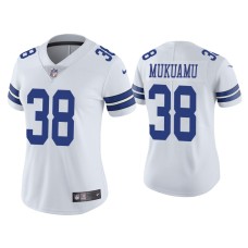 Women's Dallas Cowboys #38 Vapor Limited Israel Mukuamu White Jersey