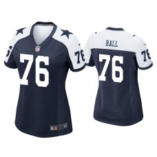 Women's Dallas Cowboys #76 Josh Ball Navy Alternate Game Jersey