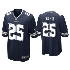 Men's Dallas Cowboys #25 Nahshon Wright Navy Game Jersey