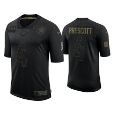 Men's Dallas Cowboys #4 Dak Prescott Black 2020 Salute to Service Limited Jersey