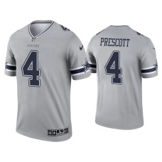 Men's Dallas Cowboys #4 Dak Prescott Gray Inverted Legend Jersey