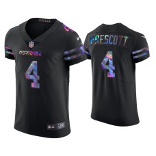 Men's Dallas Cowboys #4 Dak Prescott Black Golden Edition Holographic Jersey