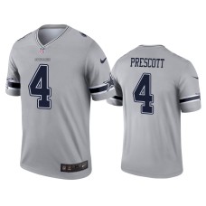 Men's Dallas Cowboys #4 Dak Prescott Gray Inverted Legend Jersey