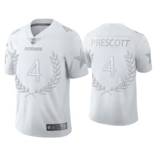 Men's Dallas Cowboys #4 Dak Prescott White Platinum Limited Jersey