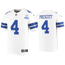 Men's Dallas Cowboys #4 Dak Prescott White 60th Season Vintage Jersey