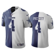 Men's Dallas Cowboys #4 Dak Prescott Navy White Split Two Tone Limited Jersey